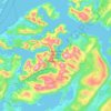 Topografisk kart Sjunkhatten nasjonalpark / Dávga suoddjimpárkka, høyde, relieff