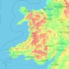 Topografisk kart Cymru / Wales, høyde, relieff