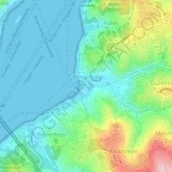 Topografisk kart Çengelköy Mahallesi, høyde, relieff