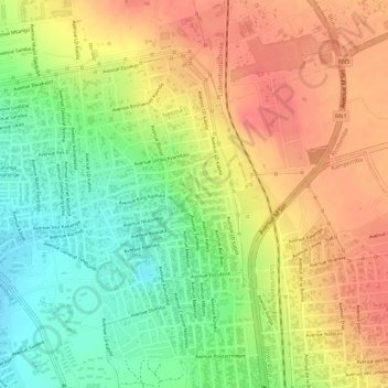 Topografisk kart CRAA, høyde, relieff