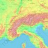 Topografisk kart Alps, høyde, relieff