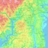 Topografisk kart Prince George's County, høyde, relieff
