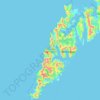 Topografisk kart Lofotodden nasjonalpark, høyde, relieff