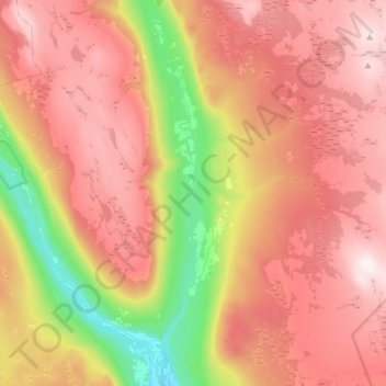Topografisk kart Unsetåa, høyde, relieff