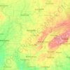 Topografisk kart Tennessee, høyde, relieff