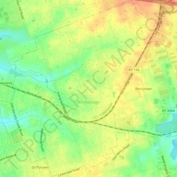 Topografisk kart Anchorage, høyde, relieff