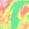 Topografisk kart Lake Michigan, høyde, relieff
