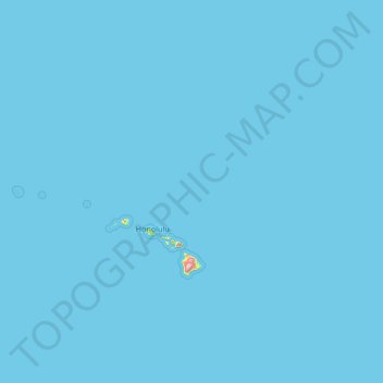 Topografisk kart Hawaii, høyde, relieff