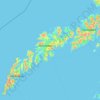 Topografisk kart Vestvågøy, høyde, relieff