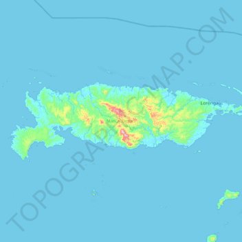 Topografisk kart Manus, høyde, relieff