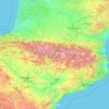 Topografisk kart Pyrénées / Pirineos / Pirineus / Pirineu / Pirinioak / Pirenèus, høyde, relieff